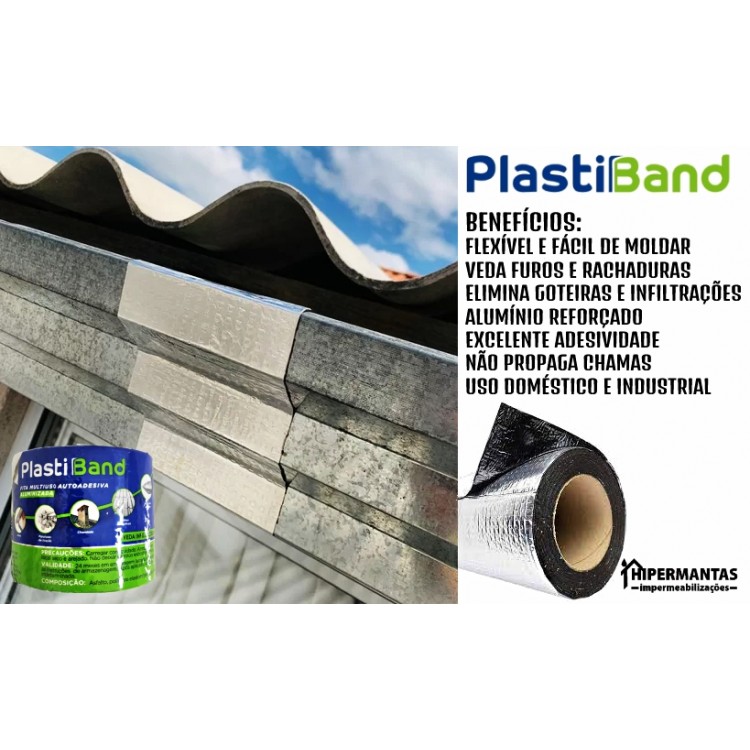 FITA  ALUMINIZADA PLASTIBAND AUTOADESIVA 10cm X 10m - Imagem: 4
