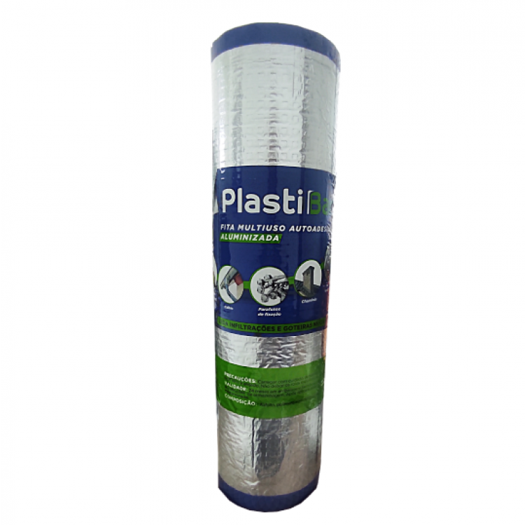 FITA ALUMINIZADA PLASTIBAND AUTOADESIVA 45cm X 10m - Imagem: 1