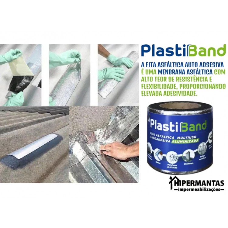 FITA  ALUMINIZADA PLASTIBAND AUTOADESIVA 10cm X 10m - Imagem: 3
