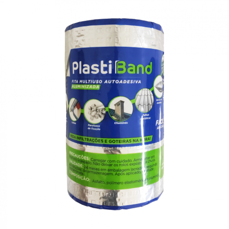 FITA ALUMINIZADA PLASTIBAND AUTOADESIVA 20cm X 10m - Imagem: 1