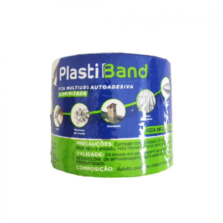 FITA  ALUMINIZADA PLASTIBAND AUTOADESIVA 10cm X 10m - Imagem: 1