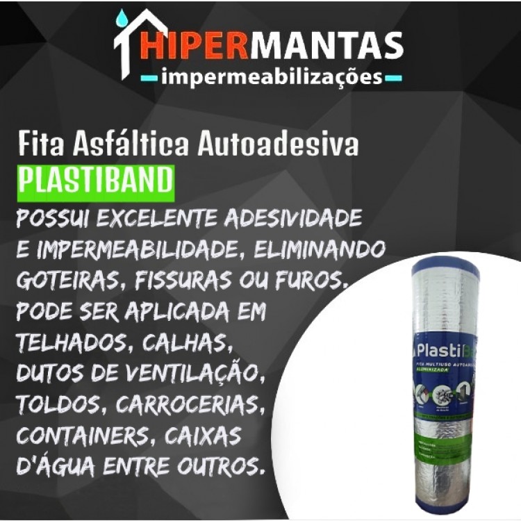 FITA ALUMINIZADA PLASTIBAND AUTOADESIVA 45cm X 10m - Imagem: 2