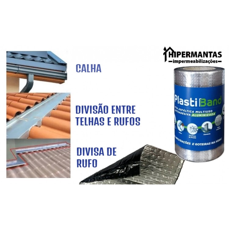 FITA ALUMINIZADA PLASTIBAND AUTOADESIVA 20cm X 10m - Imagem: 7
