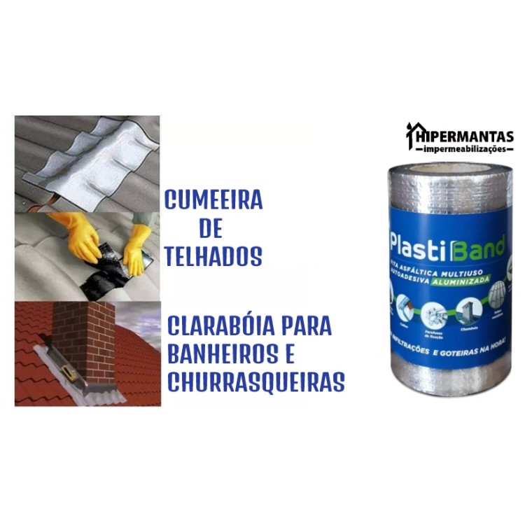 FITA ALUMINIZADA PLASTIBAND AUTOADESIVA 20cm X 10m - Imagem: 6