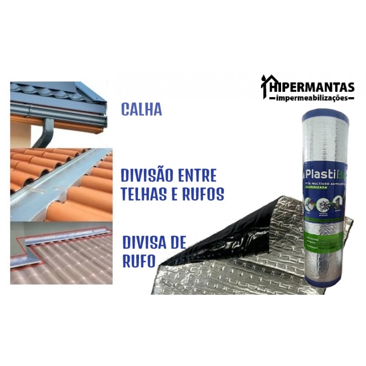 FITA ALUMINIZADA PLASTIBAND AUTOADESIVA 45cm X 10m - Imagem: 7