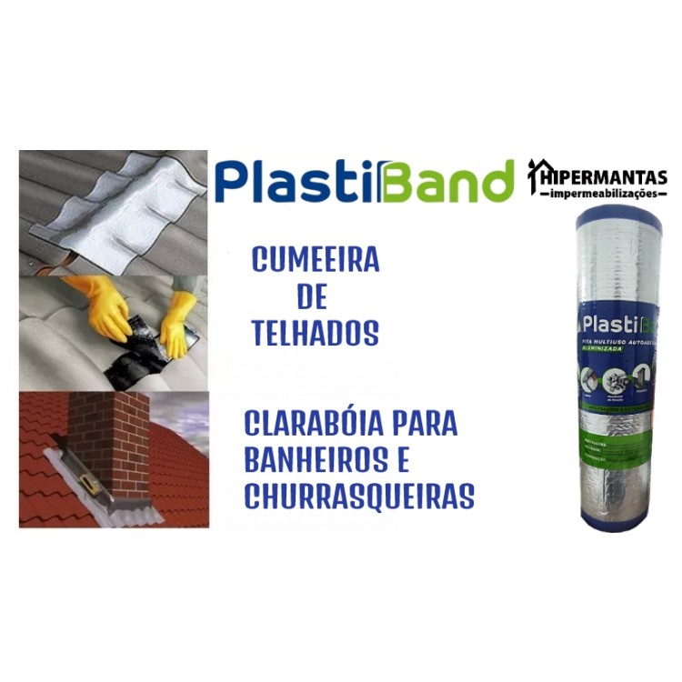 FITA ALUMINIZADA PLASTIBAND AUTOADESIVA 45cm X 10m - Imagem: 6