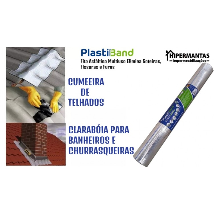 FITA ALUMINIZADA PLASTIBAND AUTOADESIVA 90cm X 10m - Imagem: 4