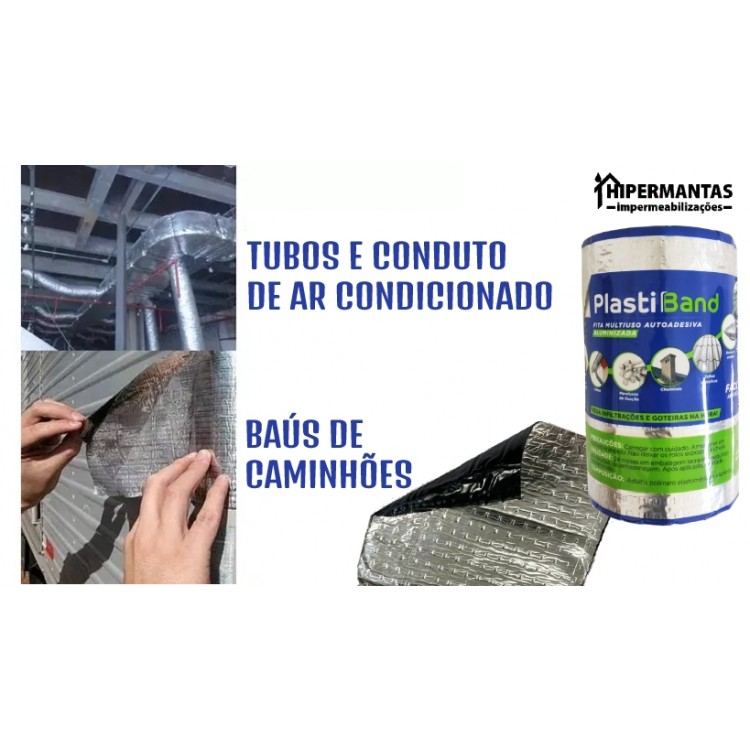 FITA ALUMINIZADA PLASTIBAND AUTOADESIVA 20cm X 10m - Imagem: 8