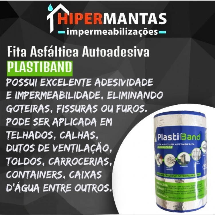 FITA ALUMINIZADA PLASTIBAND AUTOADESIVA 20cm X 10m - Imagem: 2