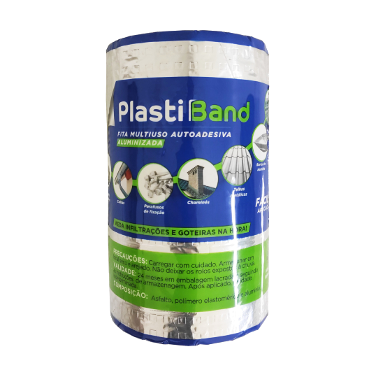 FITA ALUMINIZADA PLASTIBAND AUTOADESIVA 20cm X 10m